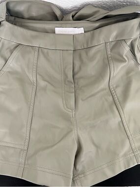 Jonathan Simkhai Eucalyptus Green High-Waist Faux Leather Shorts